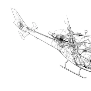 Aerospatiale SA341 Gazelle Cutaway Drawing