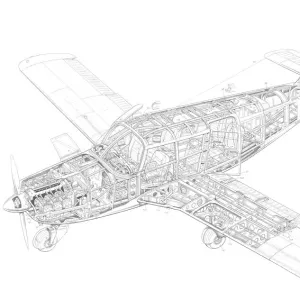 Piper Cherokee PA-32 six Cutaway Drawing