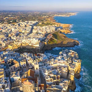 Aerial view of the nord coast of Polignano a Mare, Apulia, Italy