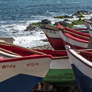 africa, Cape Verde, Santiago. Fishing boats in Pedra Badejo