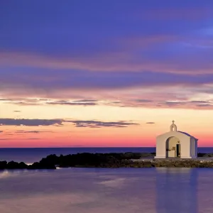 Agios Nikolaos Church at Sunrise, Georgioupoli, Crete, Greek Islands, Greece, Europe