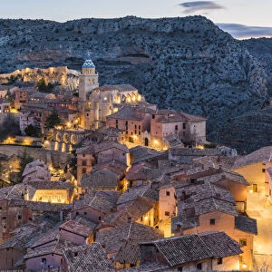 Albarracin town at dusk. Albarracin, Teruel, Aragon, Spain