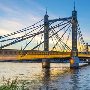 Albert Bridge, River Thames, London, England, UK
