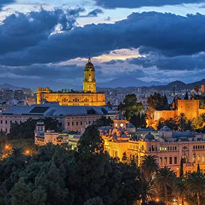 Alcazaba, Cathedral and City Hall, Malaga City, Andalusia, Spain