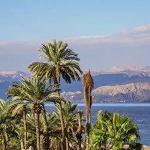 Aqaba Castle with Red Sea in the background, elevated view, Aqaba Governorate, Jordan