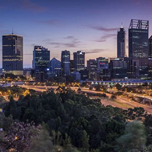 Australia, Western Australia, Perth, city skyline from Kings Park, dawn