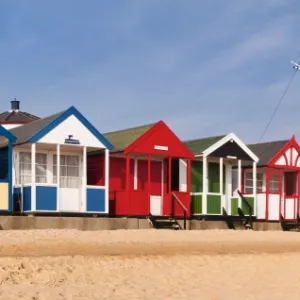 Beach huts in Southwold, Suffolk, UK