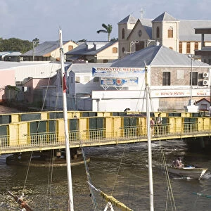 Belize, Belize City, Haulover Creek, Fishing boats near Swing Bridge