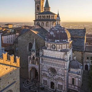 Bergamo, Lombardy, Italy. High angle view over the Saint Mary Major (Santa Maria Maggiore)
