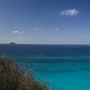 British Virgin Islands, Virgin Gorda, Pond Bay, elevated view of Pond Bay and Savanah