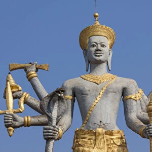 Cambodia, Battambang, Vishnu Roundabout, statue of hindu God Vishnu