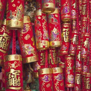 Chinese lion decorations at Fa Yuen Street Market, Mongkok, Kowloon, Hong Kong