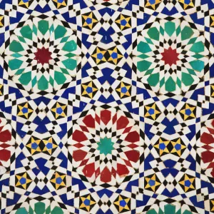 Coloured tiles, <br>Royal Palace, <br>Fez-el-Jedid, <br>Fez (Fes)