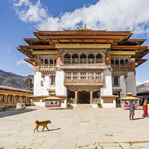 The courtyard of Gangteng Monastery, Phobjikha Valley, Bhutan