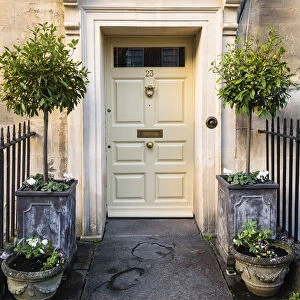 The front door of a house in Bath, Somerset, England