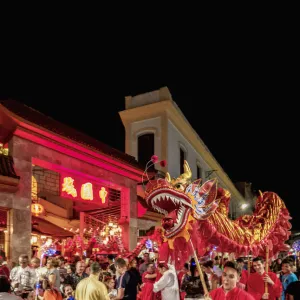 Dragon Dance, Chinese New Year Celebration, Chinatown, Havana, La Habana Province, Cuba