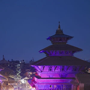 Durbar Square at dusk, Patan (UNESCO World Heritage Site), Kathmandu, Nepal