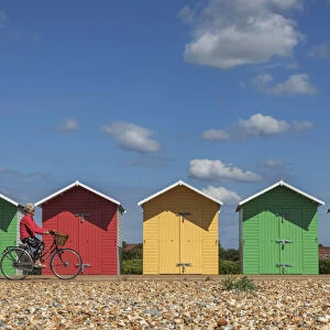 England, East Sussex, Eastbourne, Colourful Beach Huts