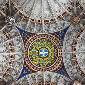 England, Kent, Canterbury, Canterbury Cathedral, Fan Vaulted Ceiling of Bell Harry Tower
