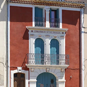 Europe, France, Occitanie, Herault, Marseillan, colourful facade of a building in the