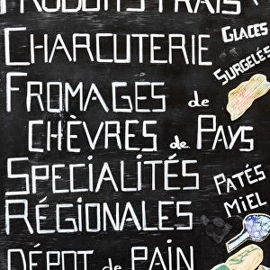 French restaurant blackboard menu, Banon, Provence, France