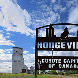 Grain elevator and town sign Hodgeville Saskatchewan, Canada