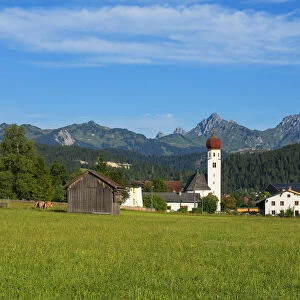 Heiterwang with Tannheim mountain range, Tyrol, Austria