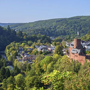 Hengebach castle with Heimbach, Rur valley, Eifel, North Rhine Westphalia, Germany