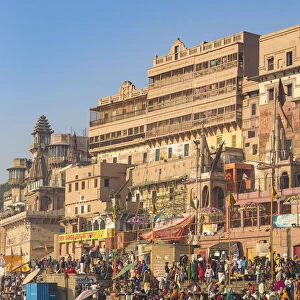 India, Uttar Pradesh, Varanasi, View of Ghats