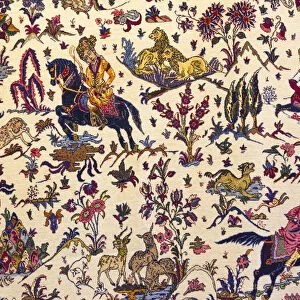Iran, Tehran, Laleh Park, Carpet Museum of Iran, traditional Iranian carpet detail