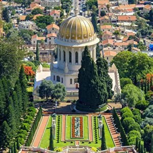 Israel, Haifa District, Haifa. The Shrine of the Bab and terraces of the Baha i