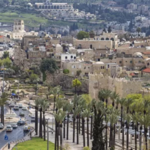 Israel, Jerusalem, View of Old Ciy looking towards Damascus Gate
