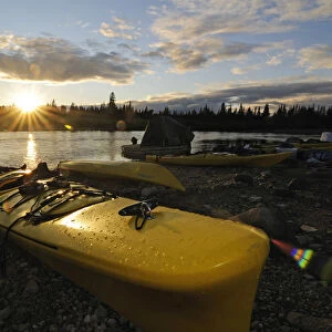 Kayak at South Knife River, Churchill, Hudson Bay, Manitoba, Canada