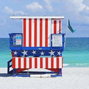 Lifeguard station, South Beach, Miami, Florida, USA