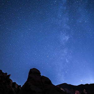 Milky way above rock formations, Valley of Fire State Park, Nevada, Western United States