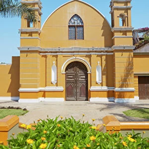 The Neo-Gothic style facade of "La Ermita de Barranco"church, Barranco, Lima, Peru. Lima is also known as the "City of the Kings"and was declared UNESCO World Heritage site in 1988