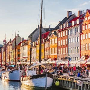 Nyhavn canal in Copenhagen at sunset, Denmark