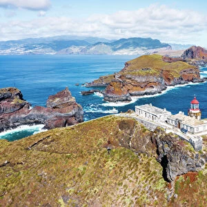 Old lighthouse on top of extinct volcano, Sao Lourenco Peninsula, Canical, Madeira island