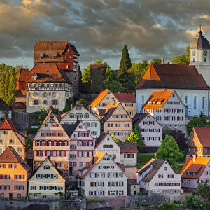 Old town with castle and parish church, Altensteig, Black Forest, Baden-Wurttemberg, Germany
