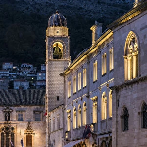 Old town street with Sponza Palace or Divona in the background, Dubrovnik, Croatia