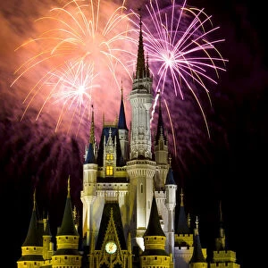 Orlando, Florida, USA. The Wishes fireworks show at Disneys Magic Kingdom