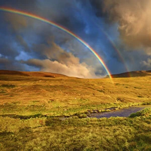 Rainbow over moorland - United Kingdom, Scotland, Sutherland, Durness
