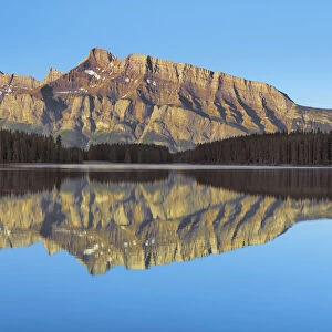 reflection of Mount Rundle in Two Jack Lake - Canada, Alberta, Banff National Park