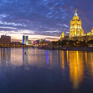 Russia, Moscow, Moskva river, Hotel Ukraine - one of the seven sister skyscrapers
