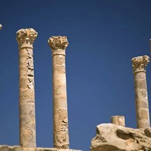 Sabratha, Libya; Columns Remains from at the Ancient Roman City of Sabratha lying just off the Mediterranean