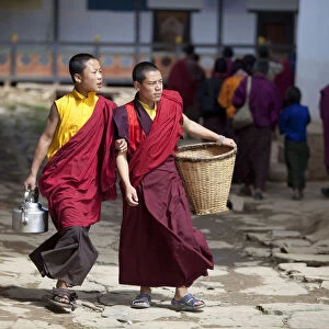 Scenes of daily life at the Gangtey Gompa. Gangteng Monastery