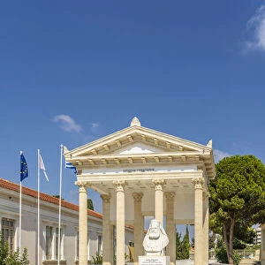 School building and sculptures, Paphos, Cyprus