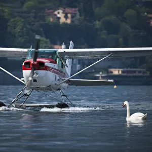 A seaplane in Como Lake. Italy