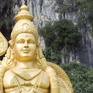 South East Asia, Malaysia, Kuala Lumpur, statue of Muruga, Lord Subramania, at Batu Caves