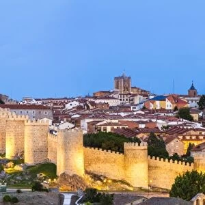 Spain, Castile and Leon, Avila. Fortified walls around the old city